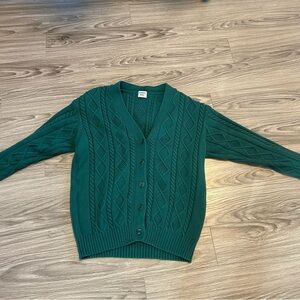 Aritzia Sunday Best Lamora Cable Knit Cardigan in Geen Sz XS